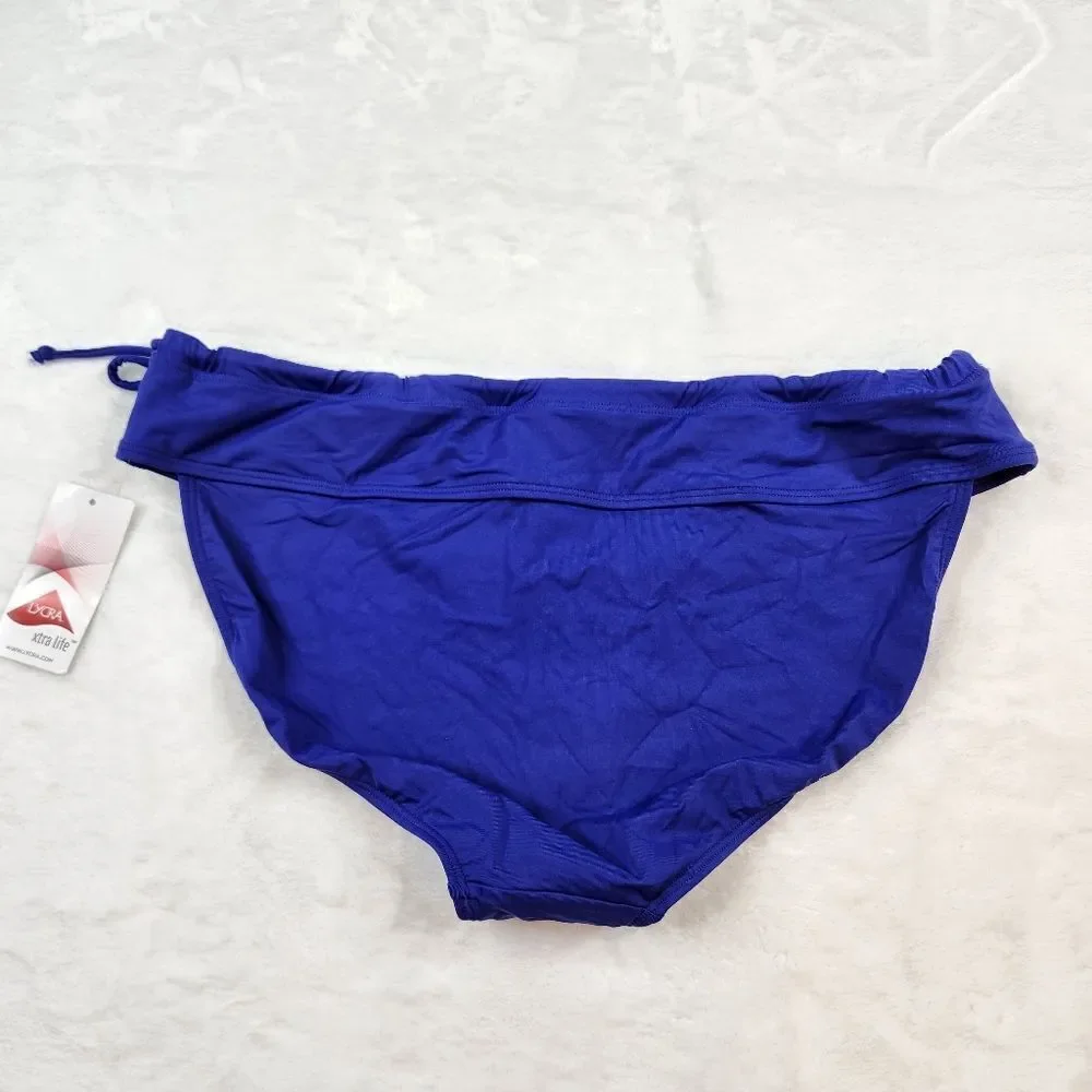NWT Athleta Blue High Neck Keyhole Bikini Side Tie Bottom Sz XL